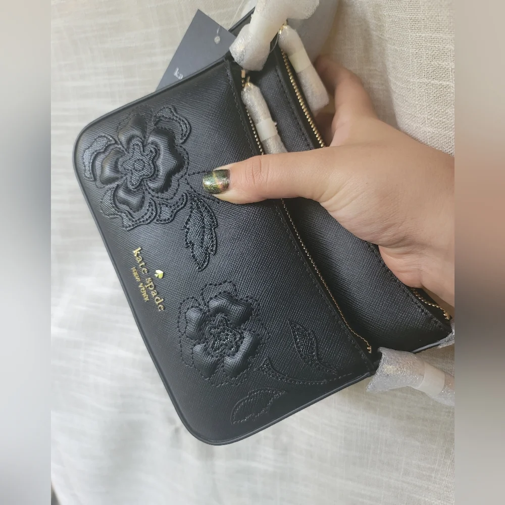 Kate Spade Black Crossbody Bag with Floral Design - Picture 4 of 16